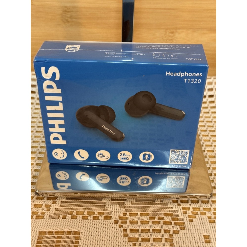 Philips TAT1320 True Wireless Earbuds Black Portable Bluetooth Headphones New